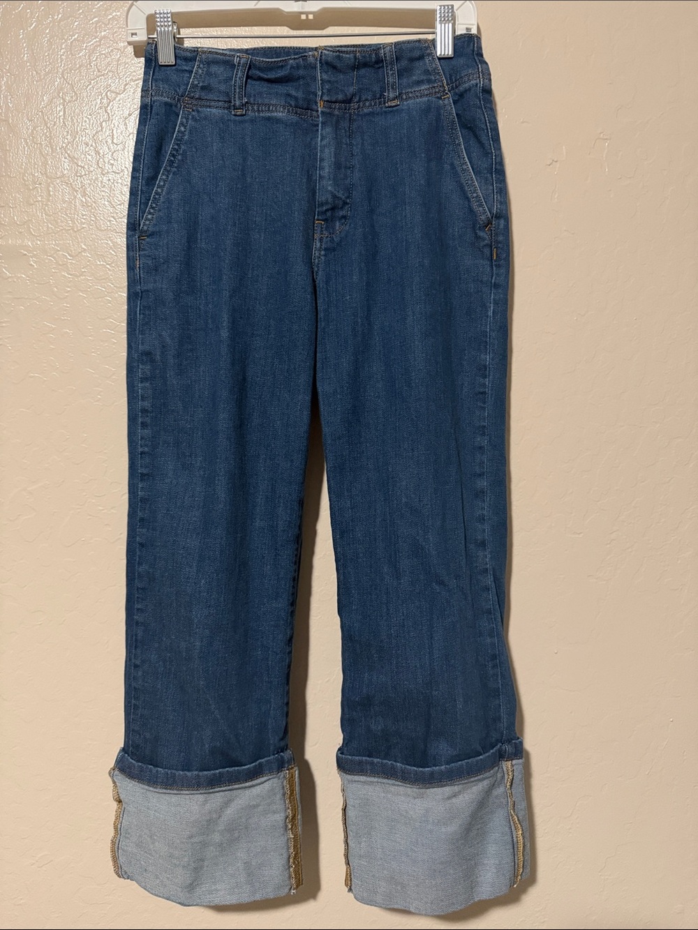 Anthropologie x Pilcro Cuffed Denim Capri Jeans Medium Wash Size 26 - Picture 6 of 11